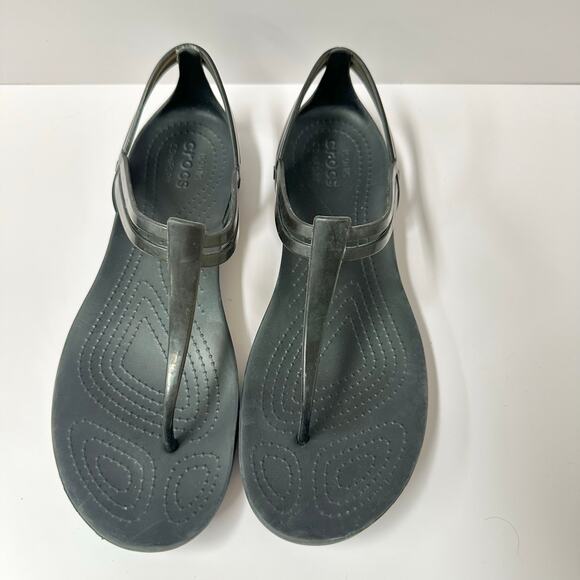 Crocs Isabella t-strap jelly comfort sandal in black women's size 10 - Picture 6 of 13